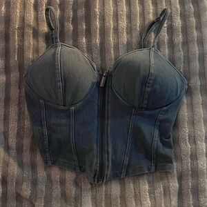 No Boundaries Dark Blue Denim Crop Top